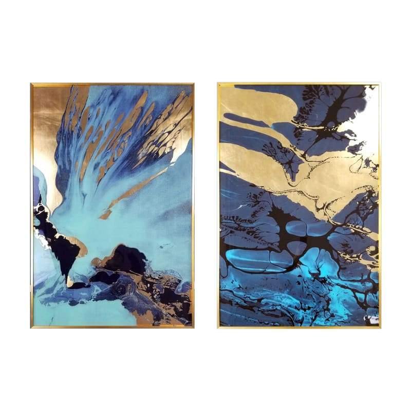 Blue and Gold Abstract Art - VisionHouseArt
