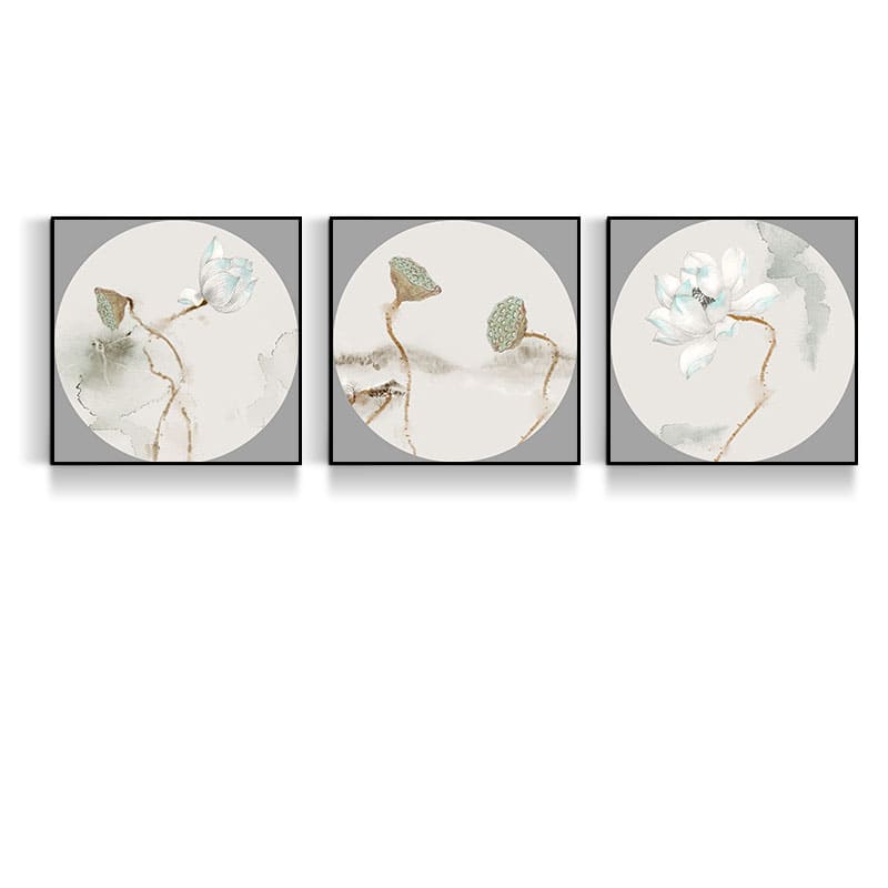 Chinese Lotus Painting Framed Canvas Prints VisionHouseArt