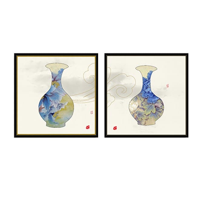 Chinese Vase Painting Framed Canvas Prints VisionHouseArt