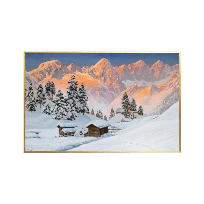 Snow Landscape Hand Oil Painting - VisionHouseArt